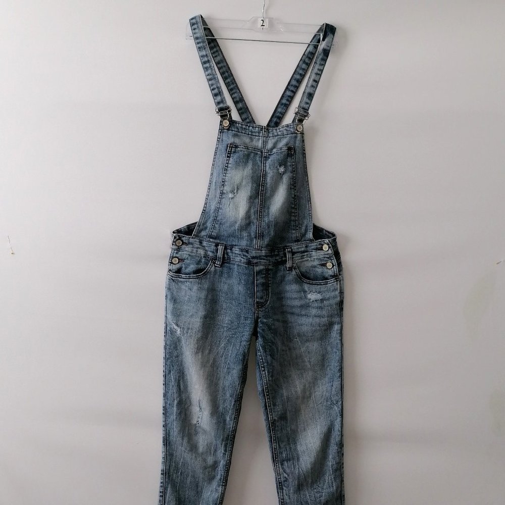 Gloria Jeans Girls Blue Sleeveless Raw Hem Dungarees Jeans Overalls Size S